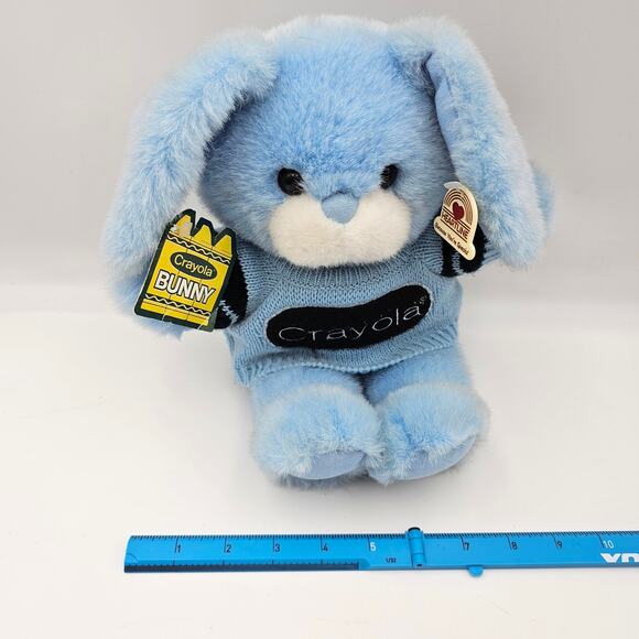 Vintage 1987 Heartline Crayola Blue Bunny Rabbit Stuffed Animal Plush 13”  NEW - Picture 2 of 6